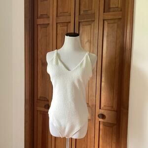Cream One Piece Bathing Suit, Size S